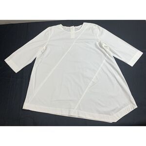 J. Jill White Shirt Collection Dress Shirt Tunic‎ with Pockets Size L